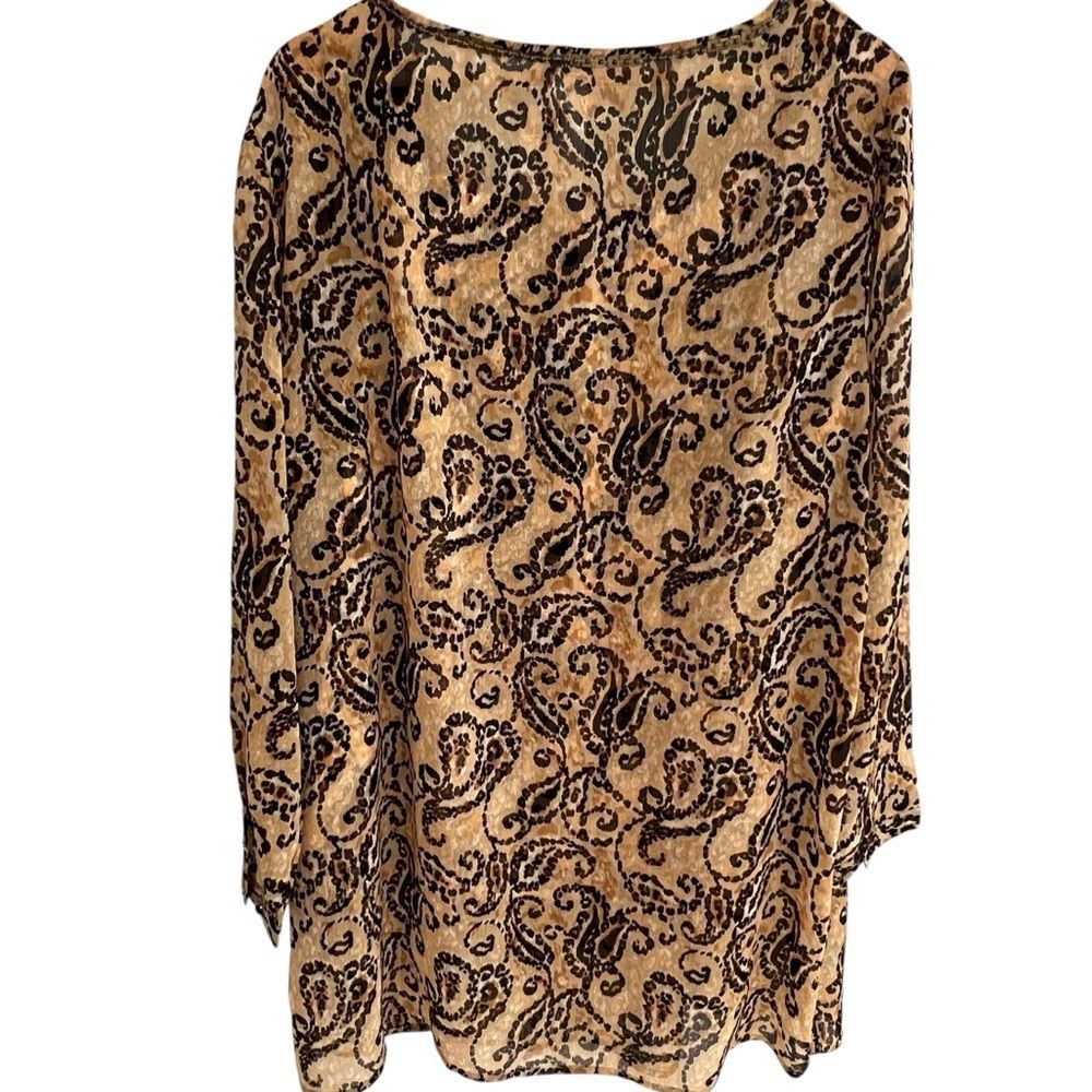 Chicos Womens Paisley Tunic Top Size XL Beaded Resort Flowy Boho Beach Loose - Picture 2 of 10